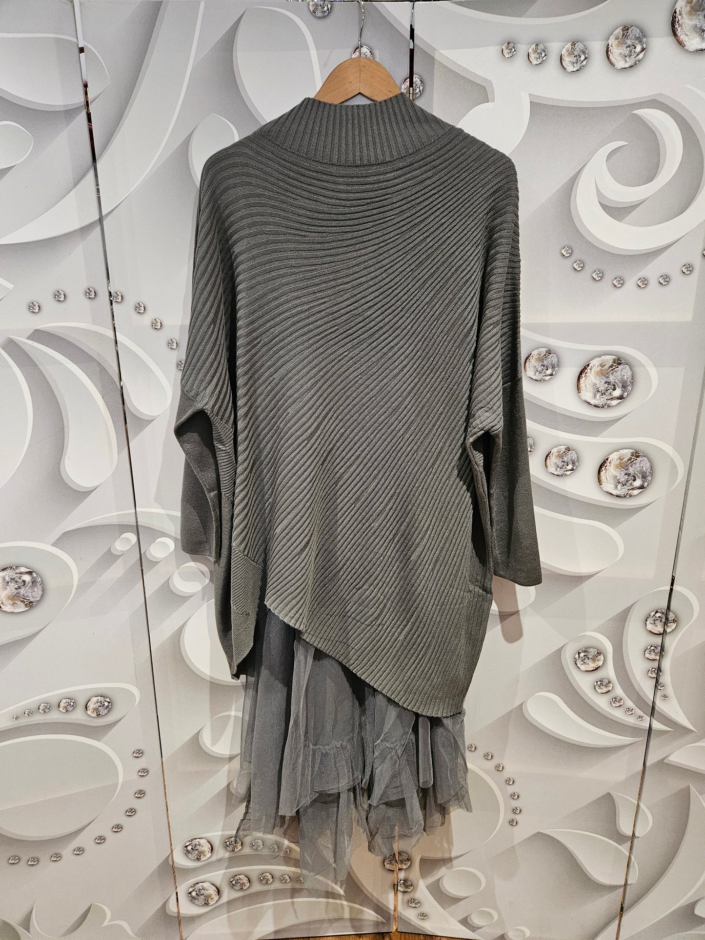 Midi Dress Co-Ord with Poncho-Style Jumper