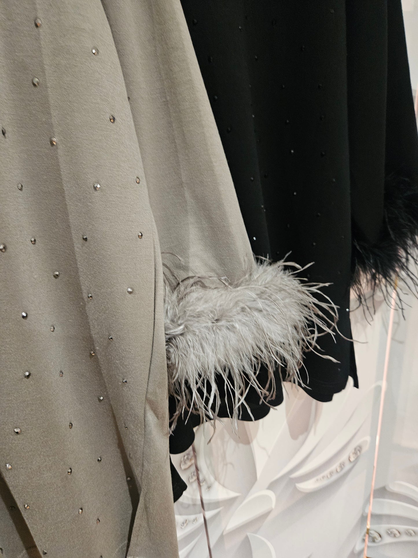 Embellished top with Feather Cuffs