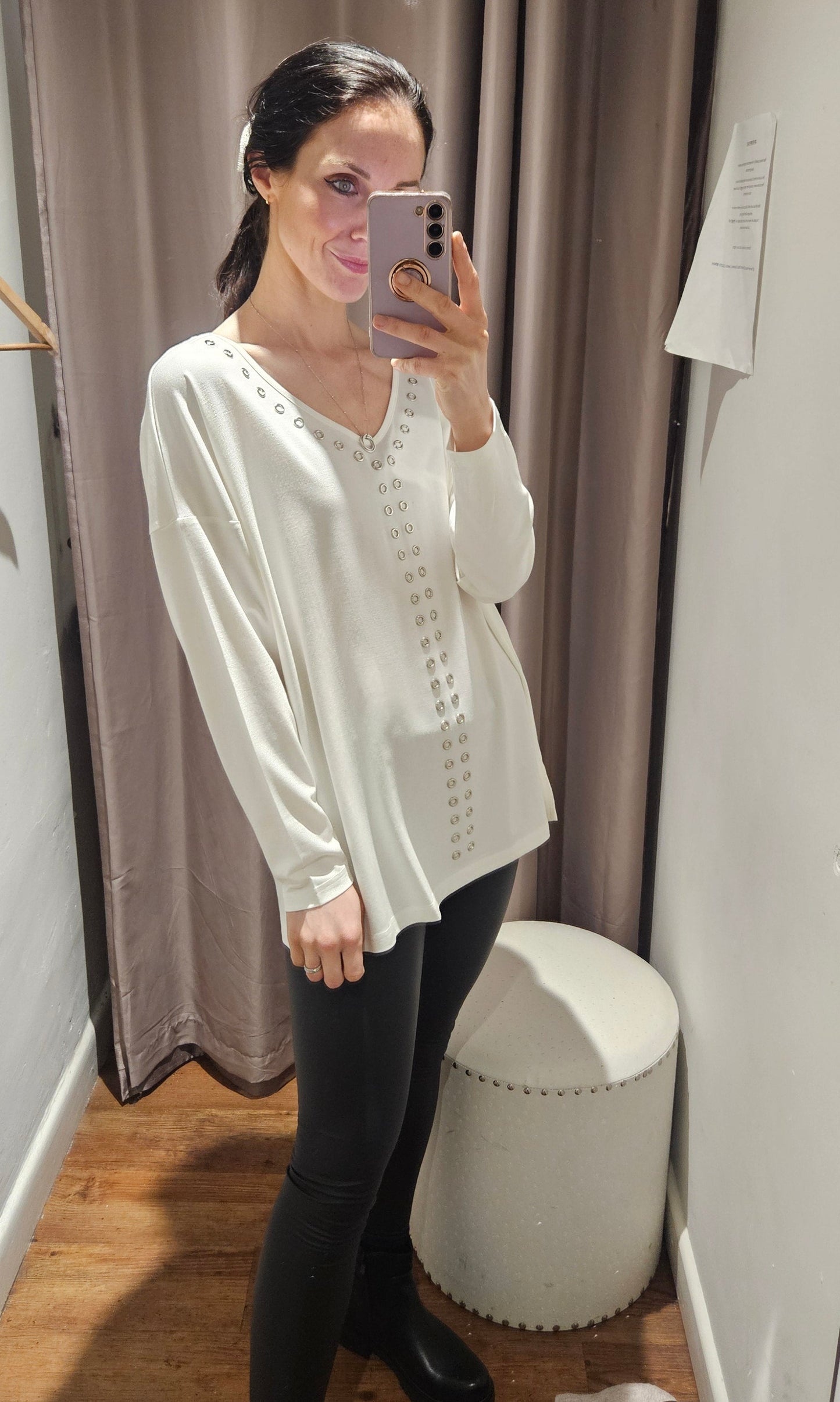 Blouse with Eyelet Detail