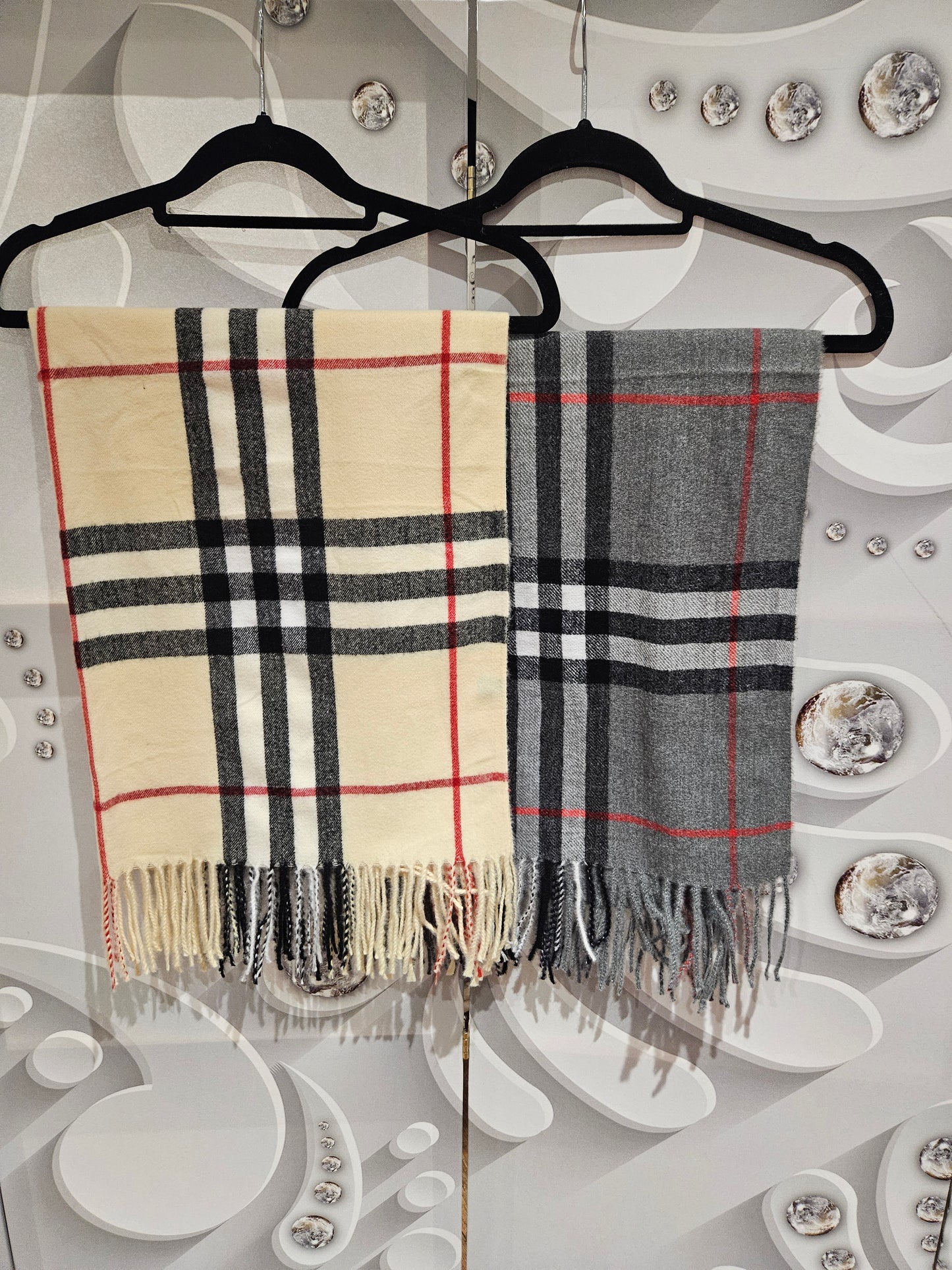 Large-Checked Print Scarf