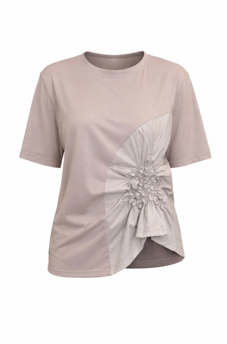 Malissa J Jersey Ruffle Top - Taupe