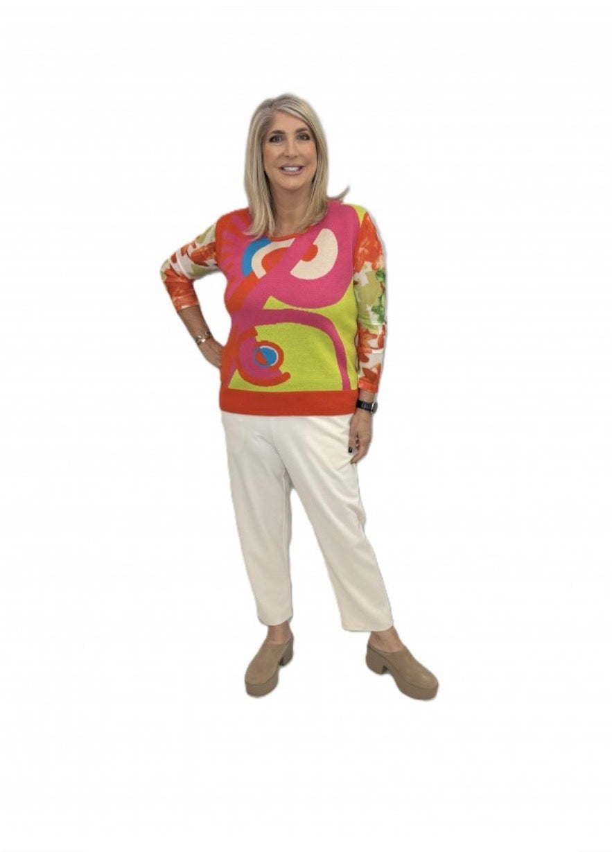 Malissa j Abstract Tank Knit - Aqua