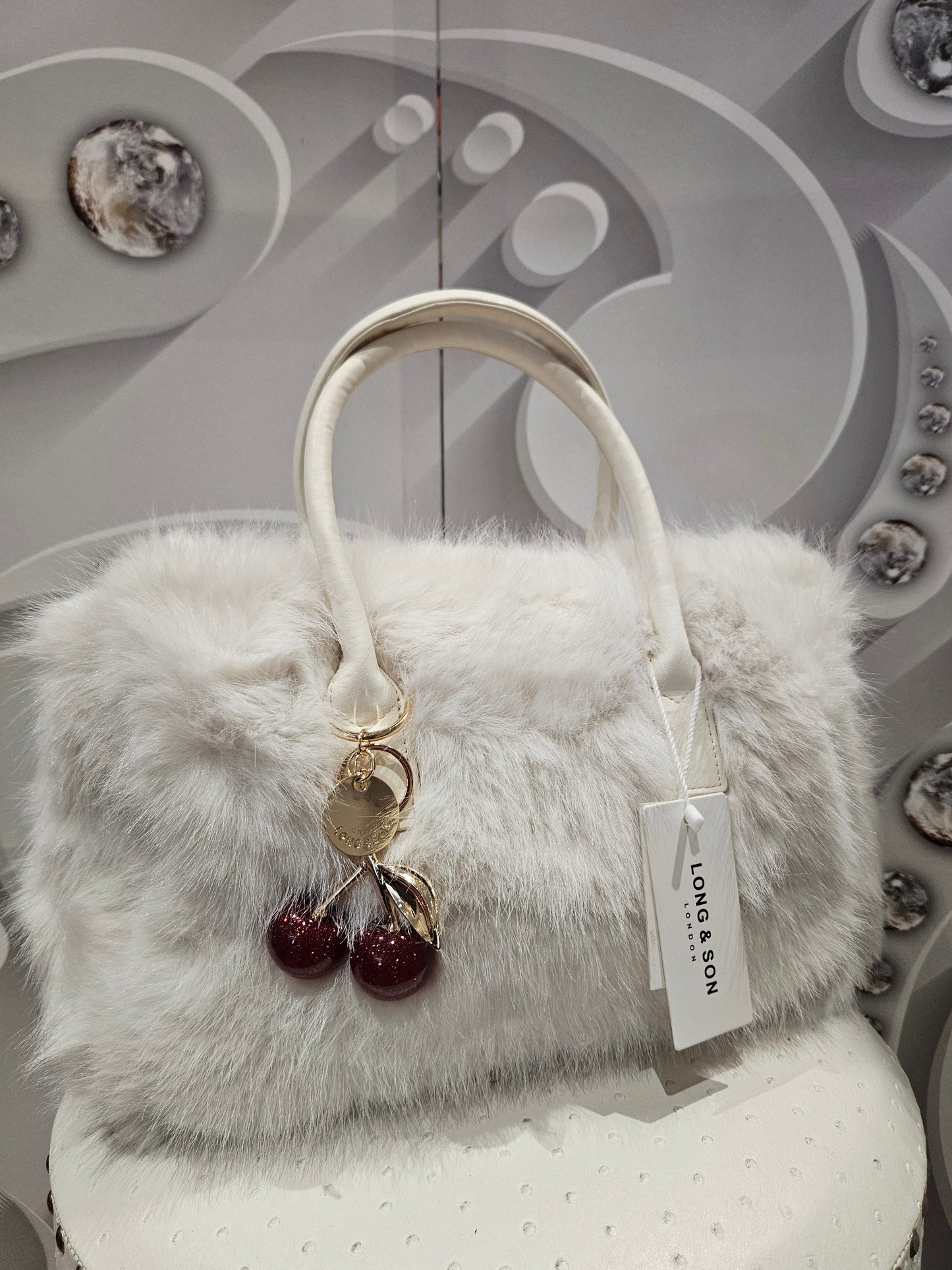 Faux Fur Handbag With Charm