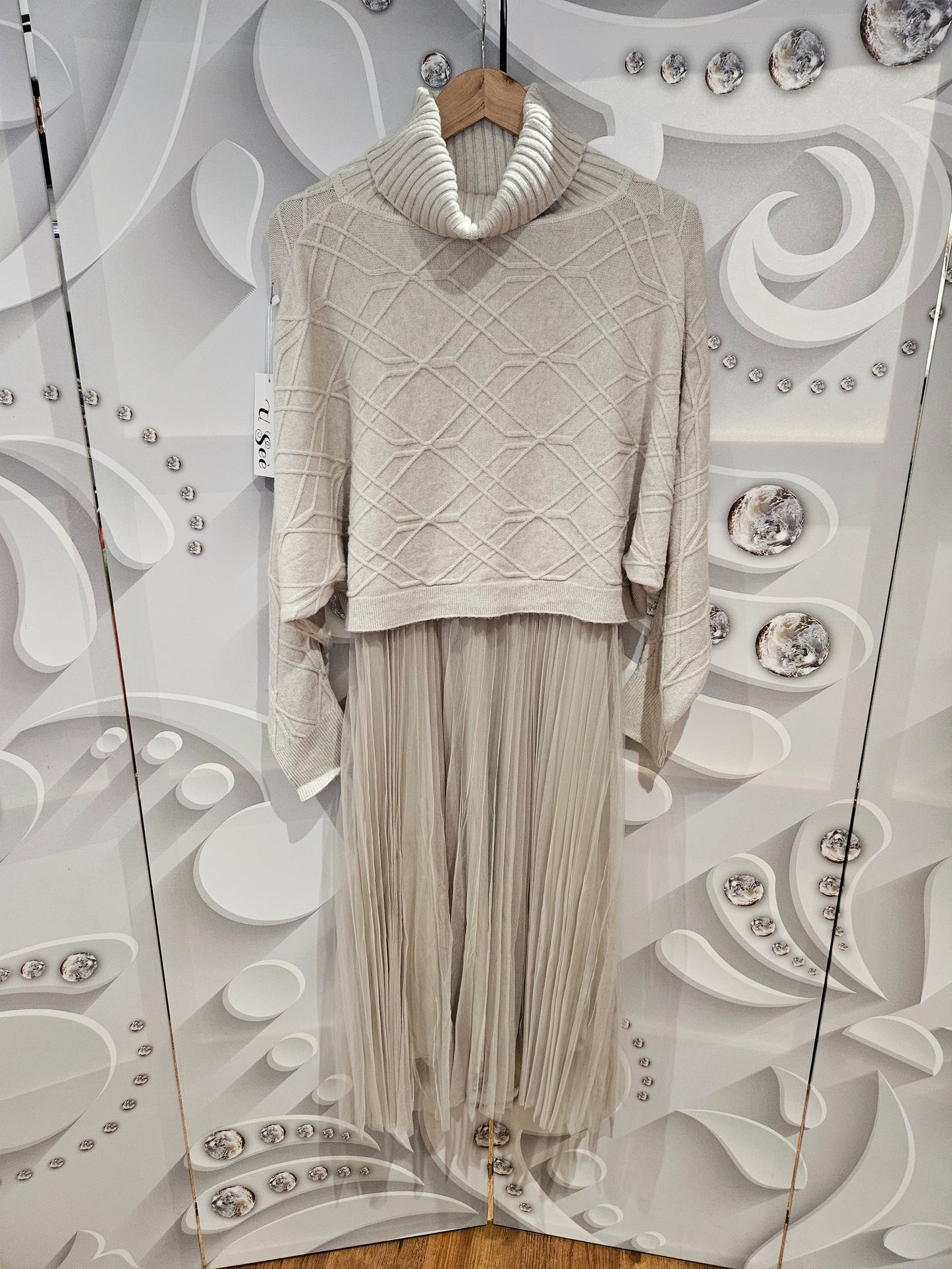 Midi Dress Co-Ord with Turtleneck Jumper