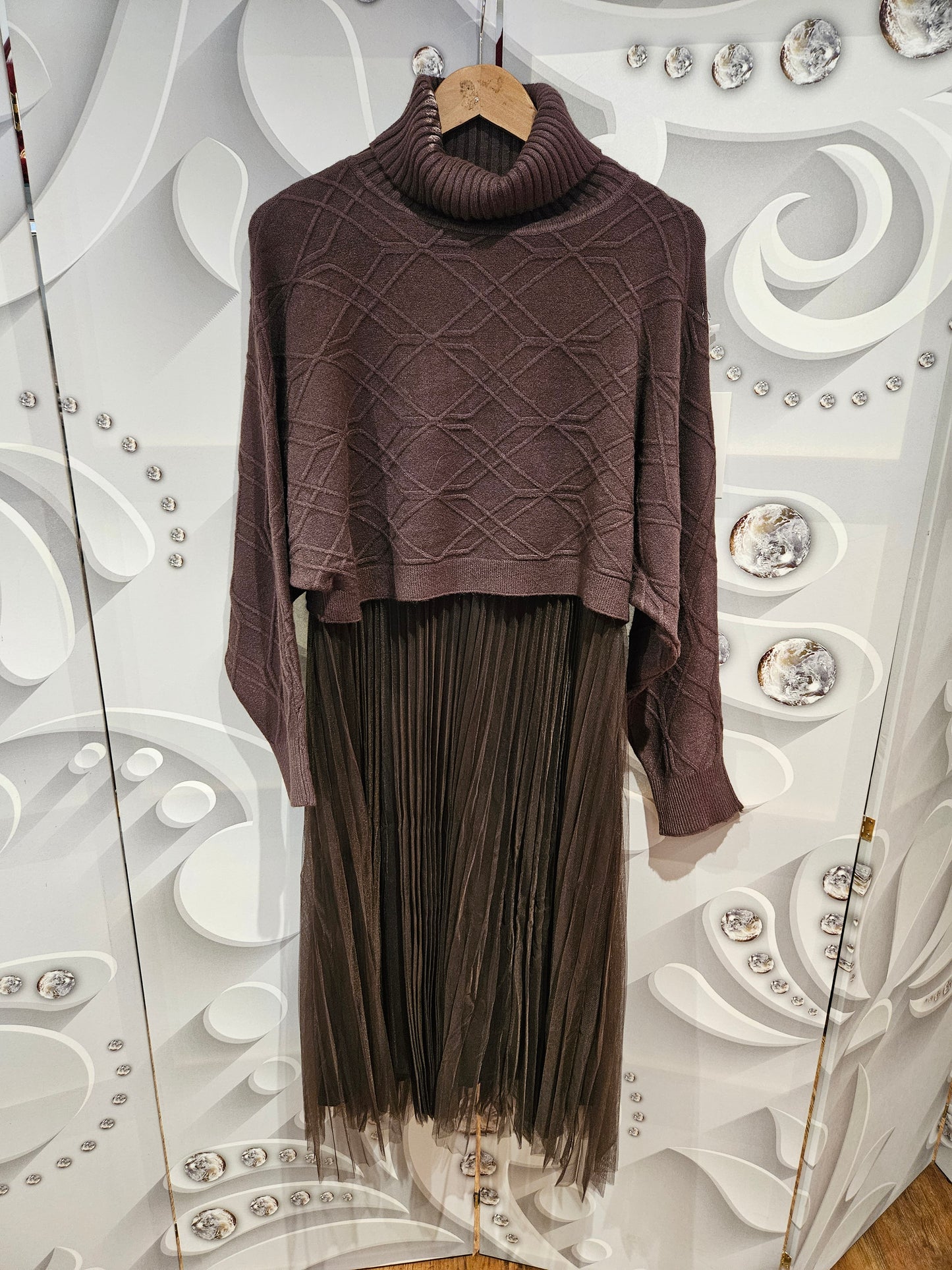 Midi Dress Co-Ord with Turtleneck Jumper