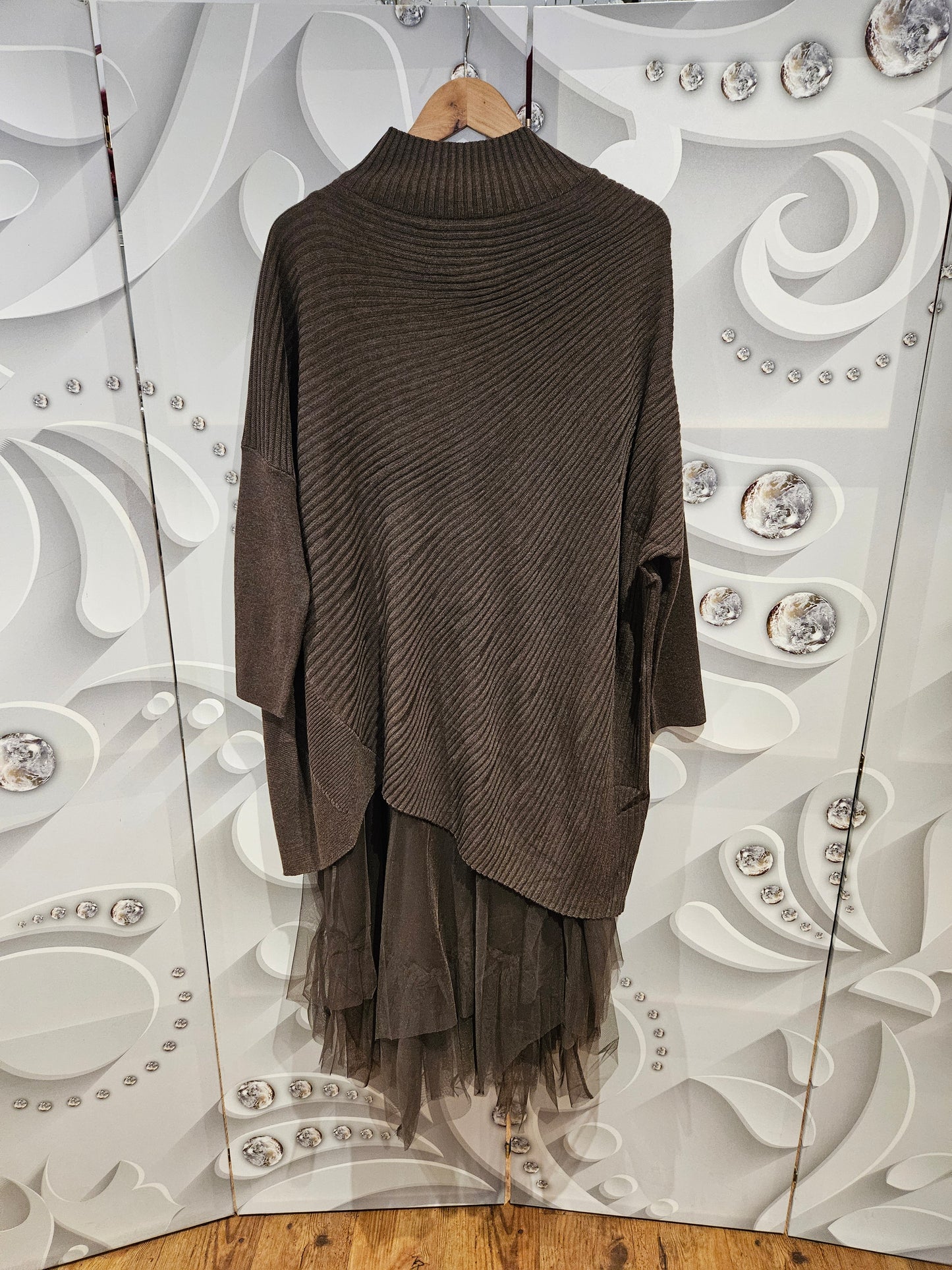 Midi Dress Co-Ord with Poncho-Style Jumper