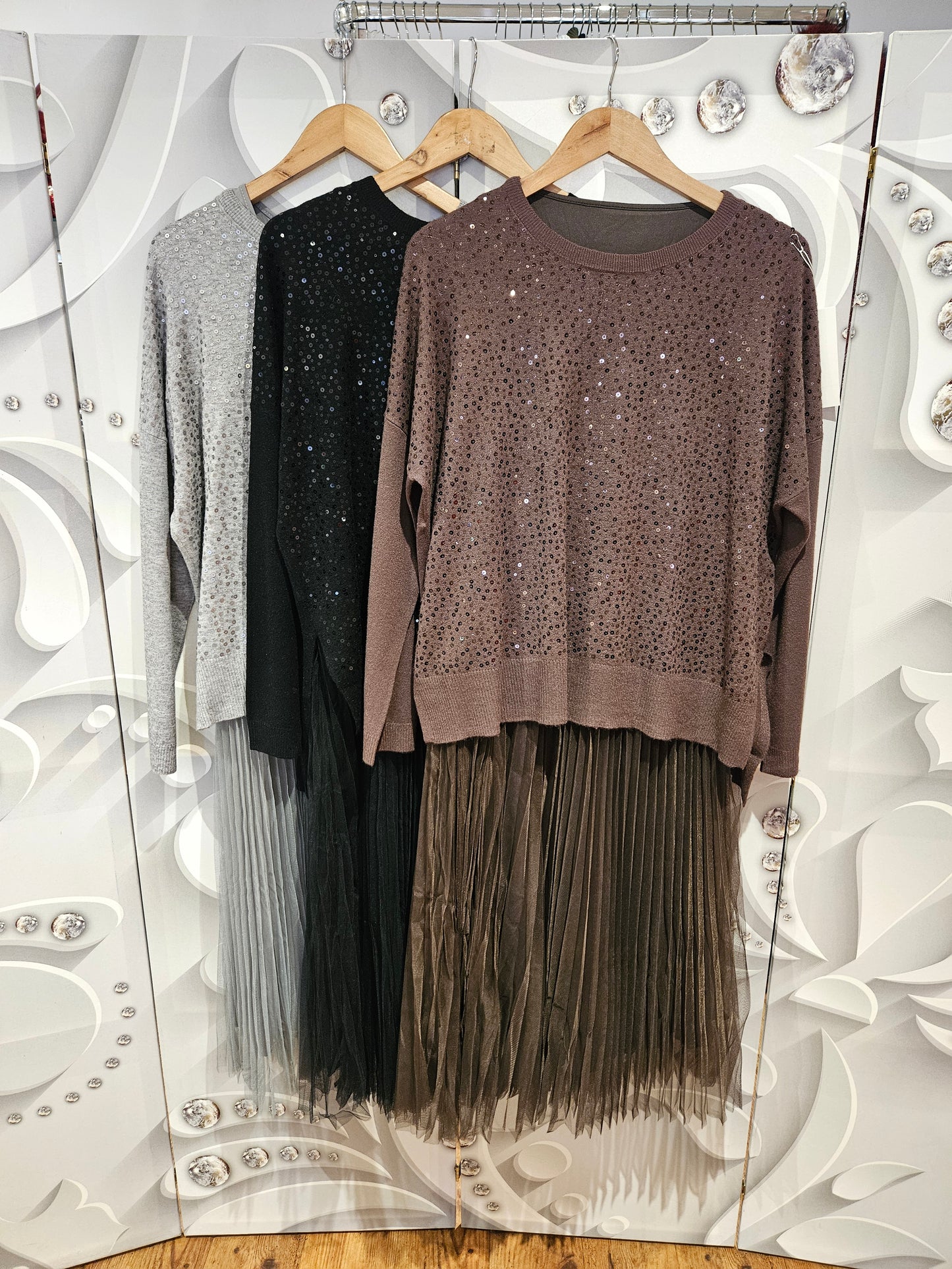 Midi Dress Co-Ord With Sequin Jumper