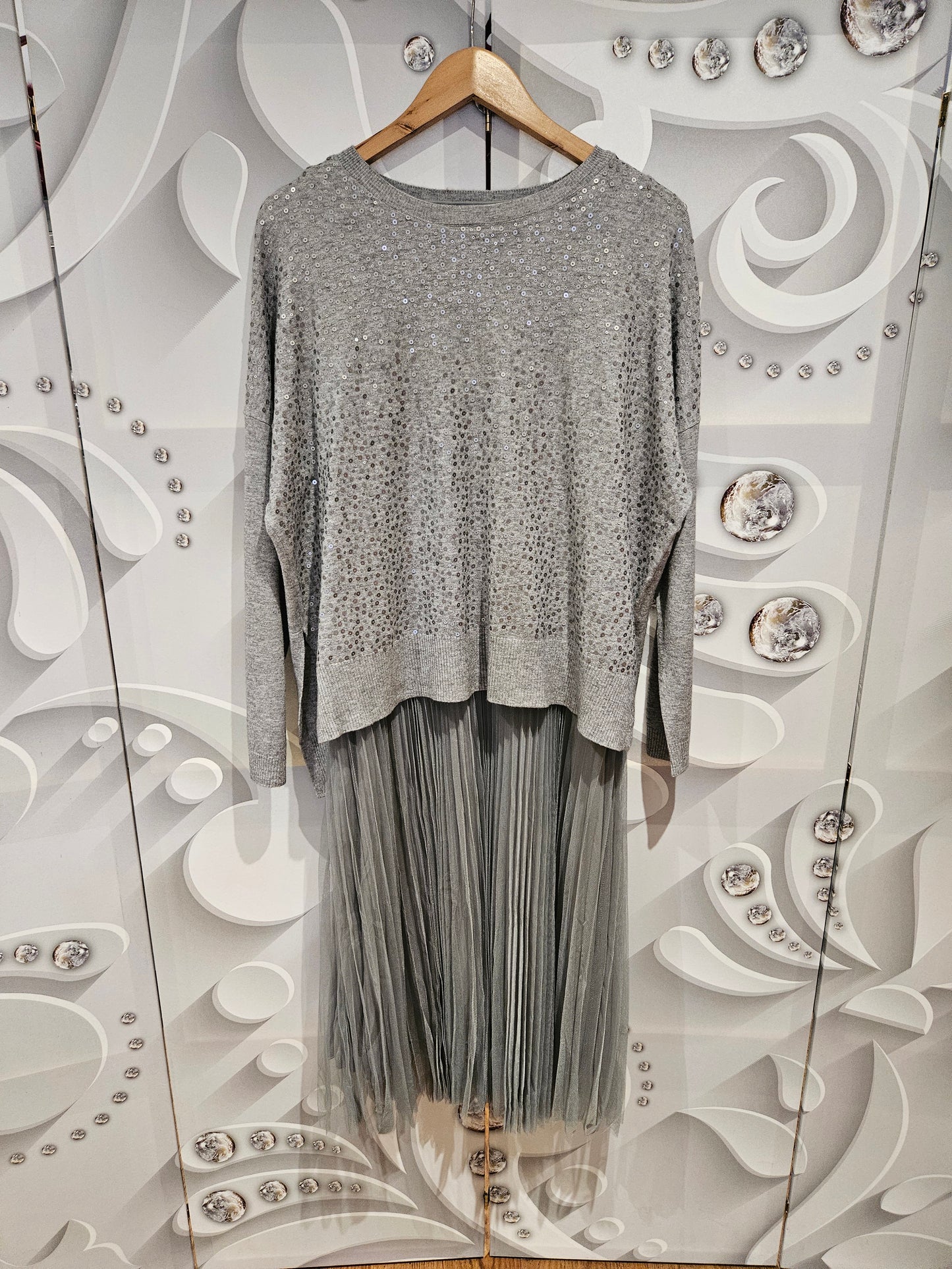 Midi Dress Co-Ord With Sequin Jumper