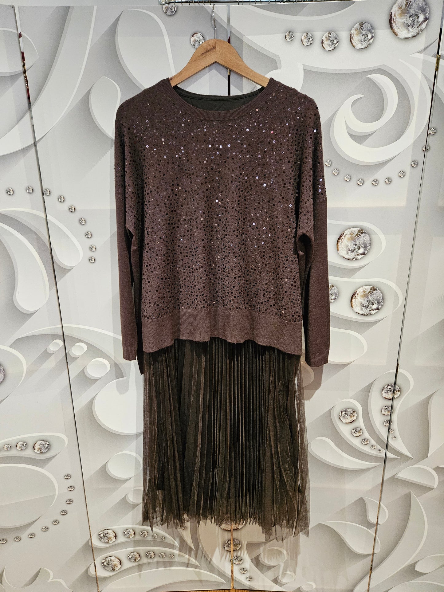 Midi Dress Co-Ord With Sequin Jumper