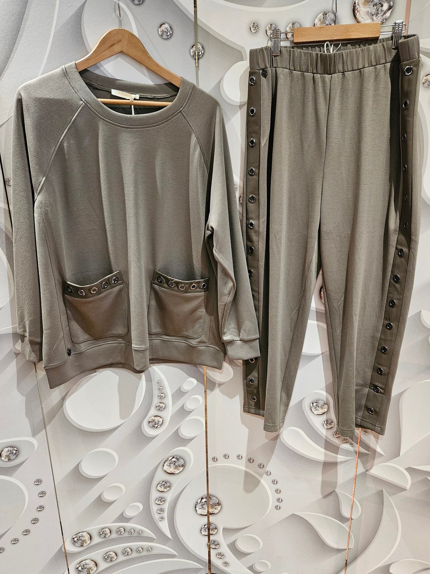 Trouser with Eyelet Detail Side Stripe