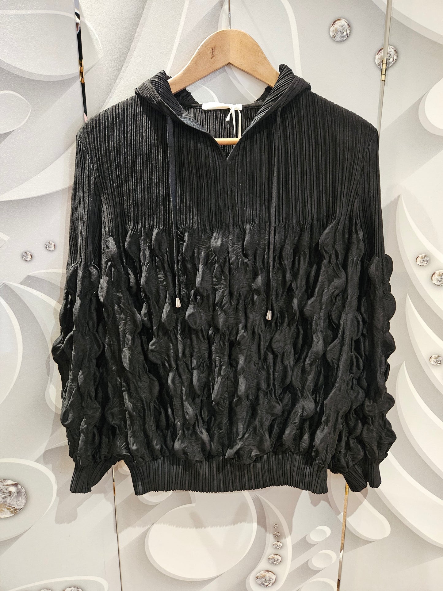 Hooded Top with Ruched Detail