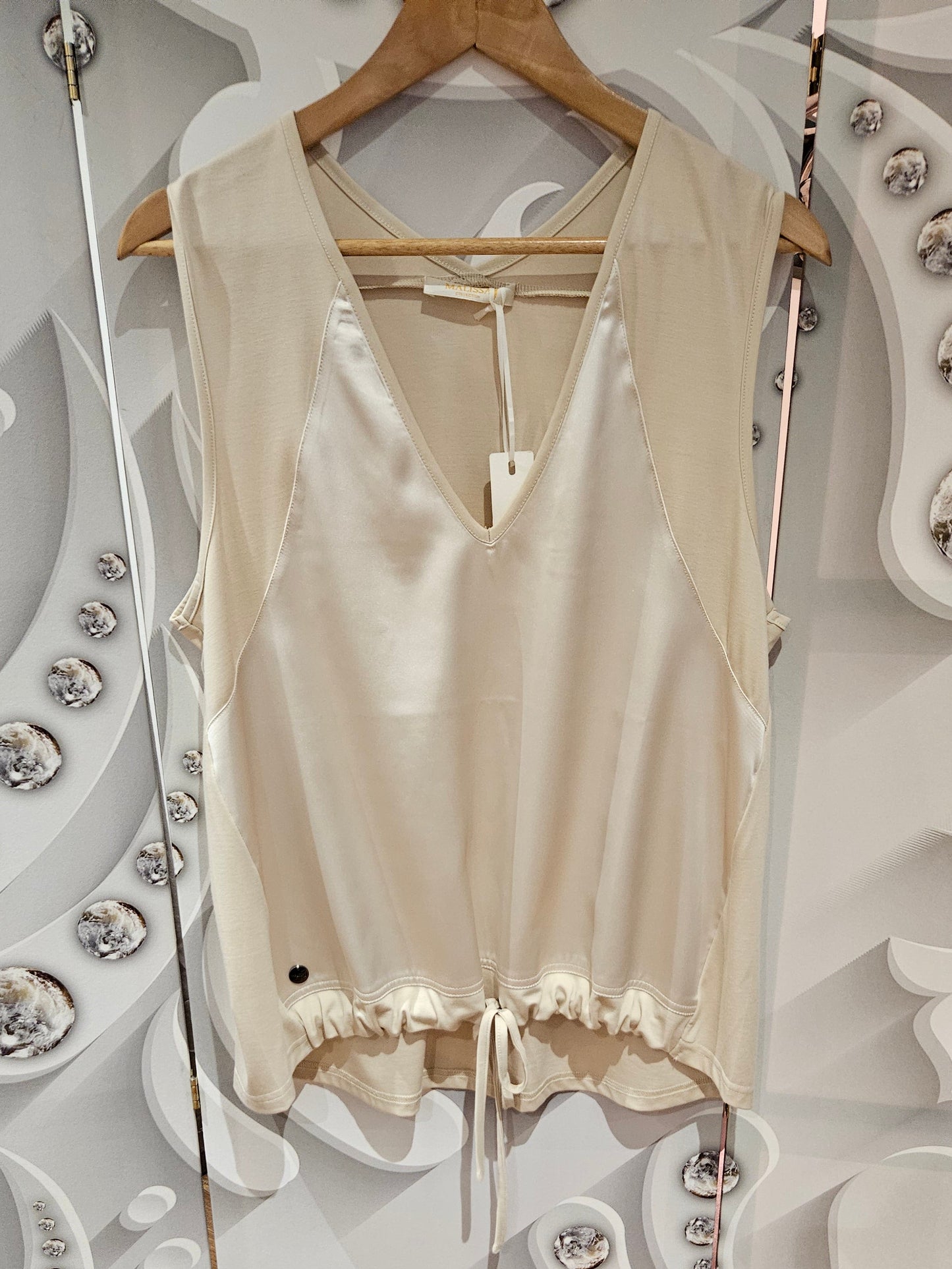 Sleeveless Top with Drawstring Hemline