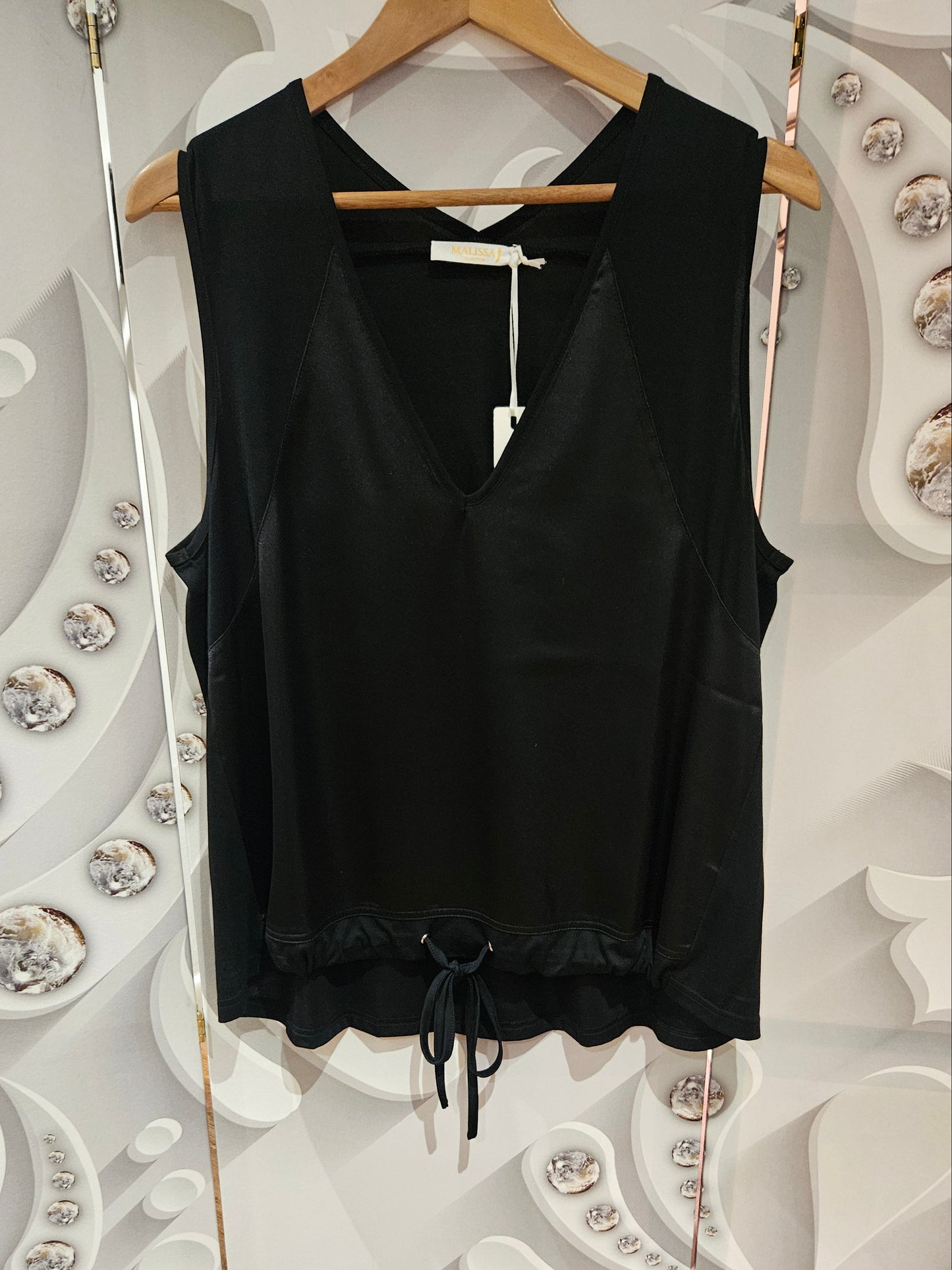 Sleeveless Top with Drawstring Hemline