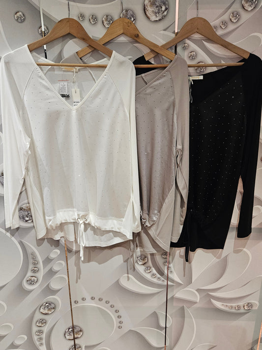 Embellished Top With Drawstring Hemline