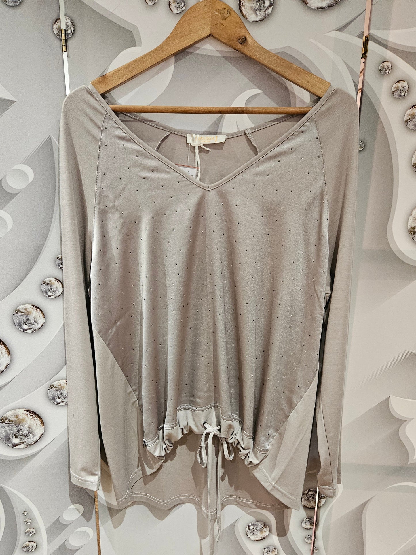 Embellished Top With Drawstring Hemline