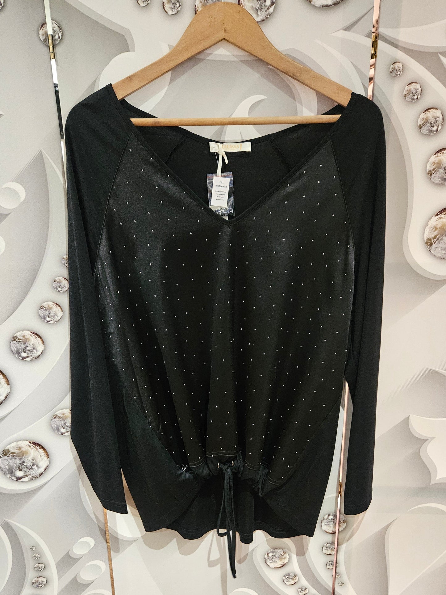 Embellished Top With Drawstring Hemline