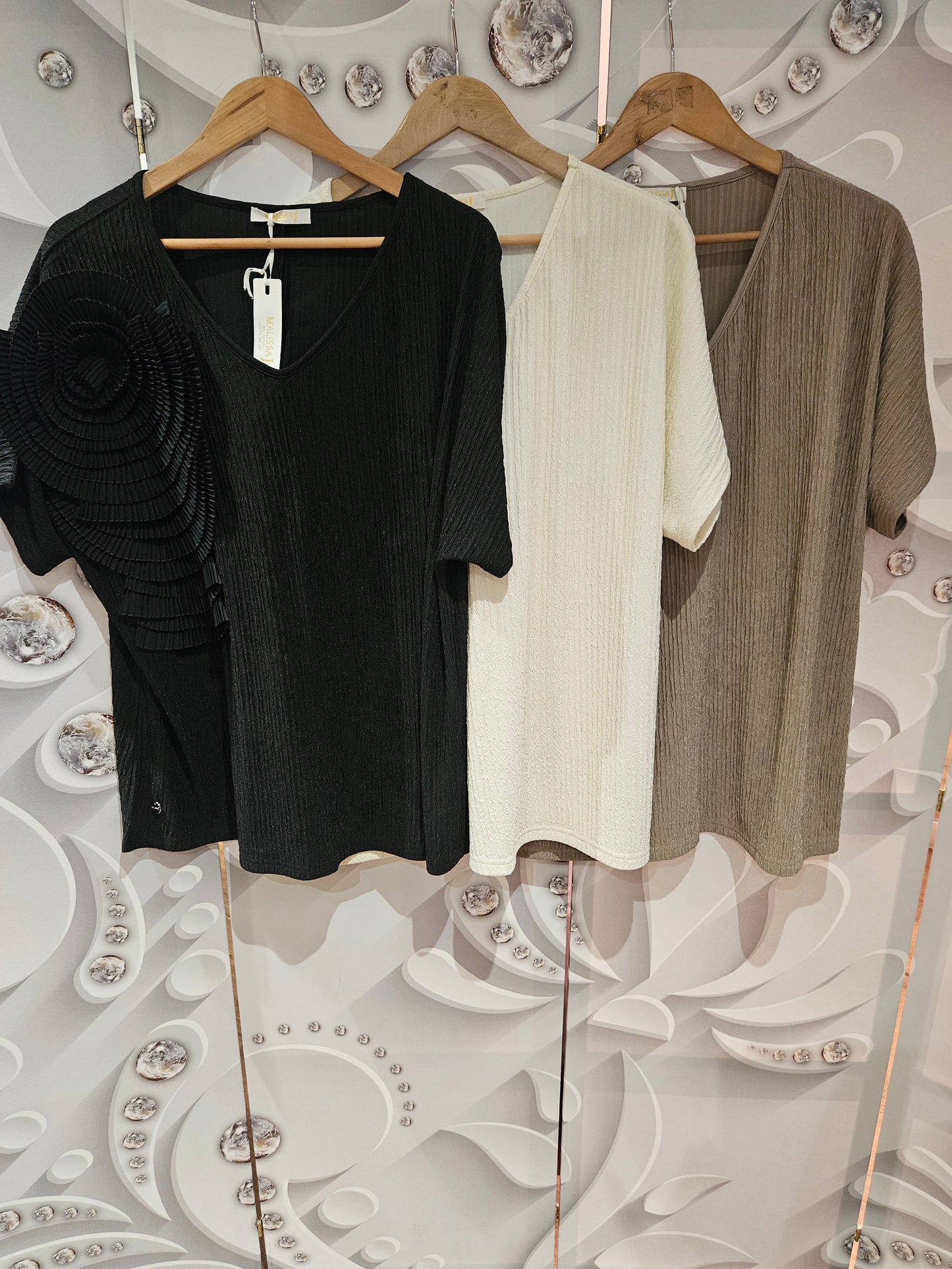 Micro-Pleated Top with Shoulder Detail