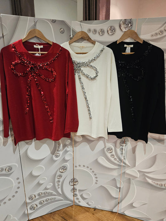 Large Sequin Bow Top