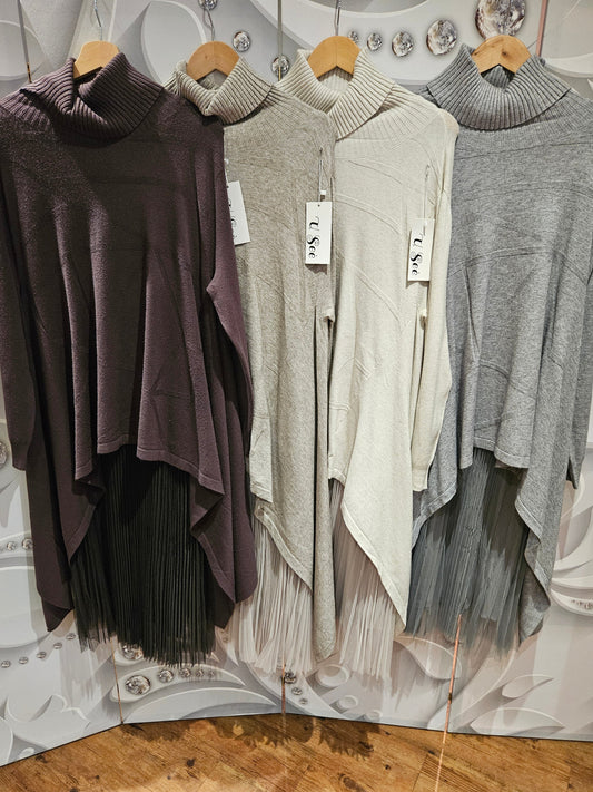 Midi-Dress Co-Ord with Poncho Roll Neck Jumper