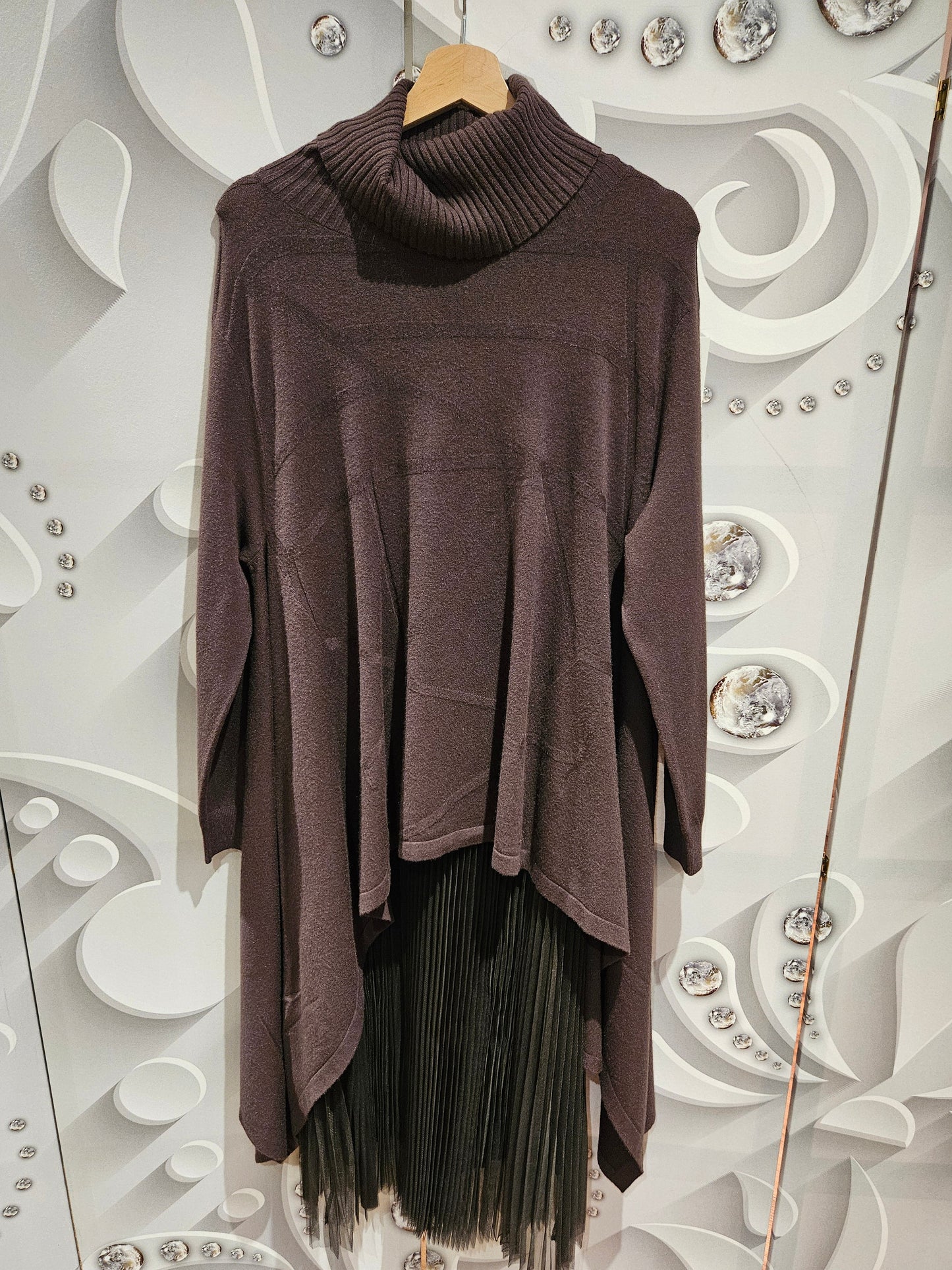 Midi-Dress Co-Ord with Poncho Roll Neck Jumper