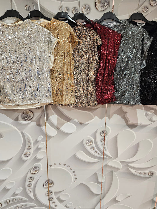 Sleeveless Cropped Sequin Top