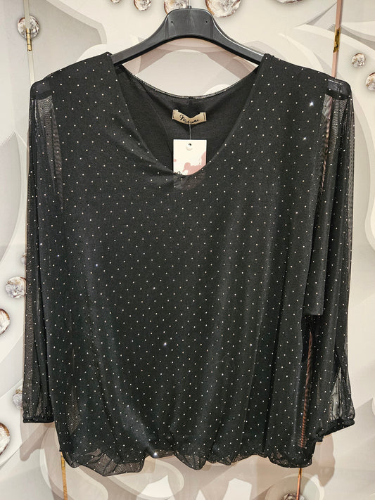 All Over Studded Sequin Blouse