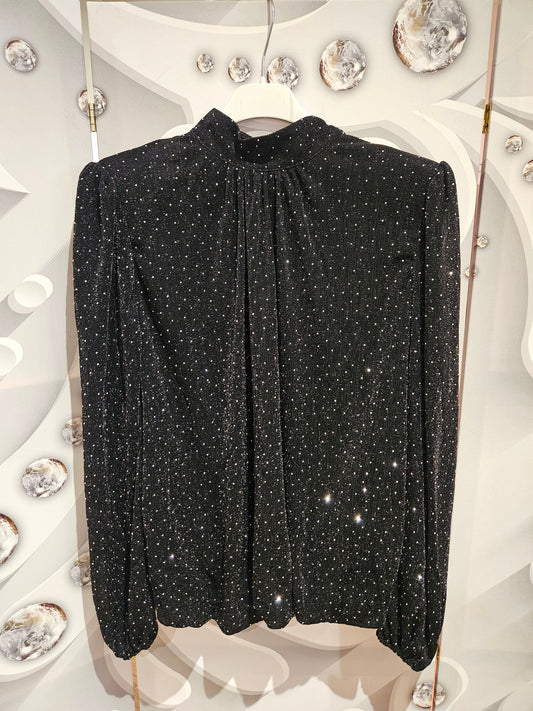 Shimmer Effect Blouse with All-Over Sequin Detail