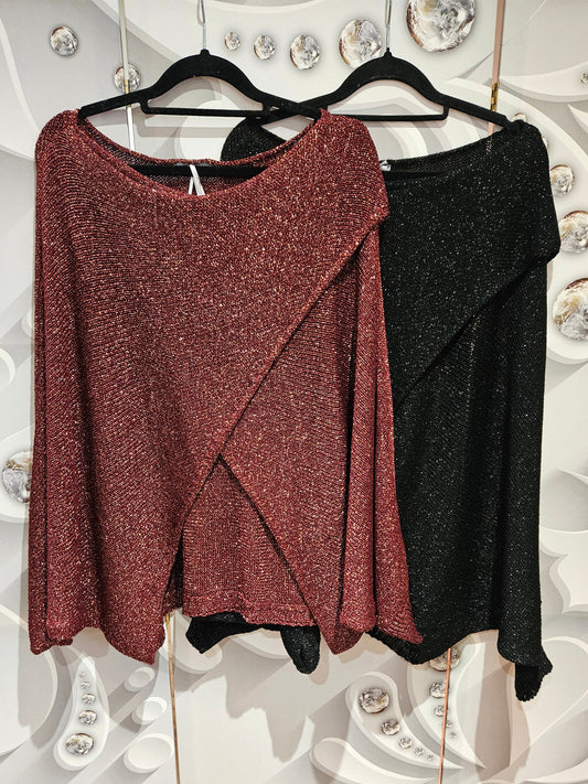 Knitted Cape Poncho with Wrap Front