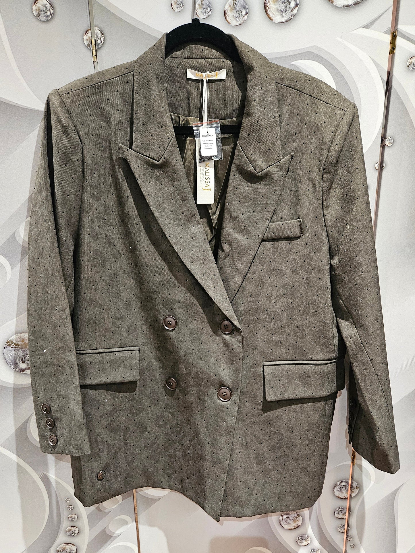 Oversized Blazer with All-Over Studded Sequins