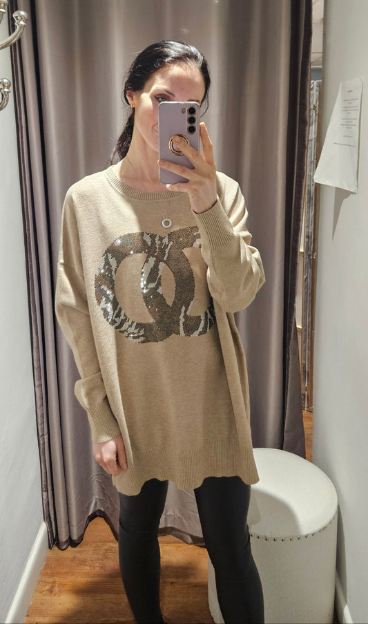 Longline Sequin Hoop Jumper