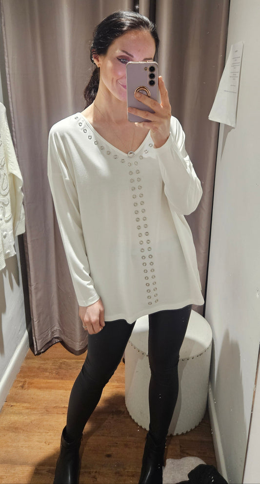 Blouse with Eyelet Detail