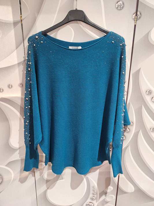 Jumper with Pearl-Like Sequins