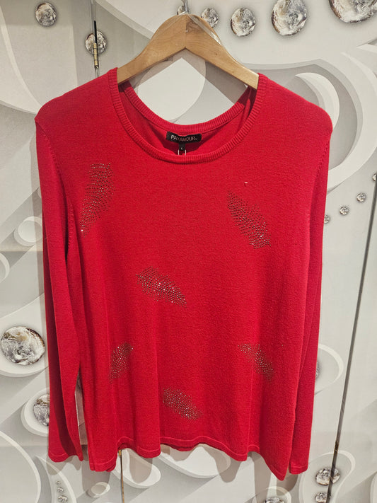 Jumper with Studded Sequin Feathers