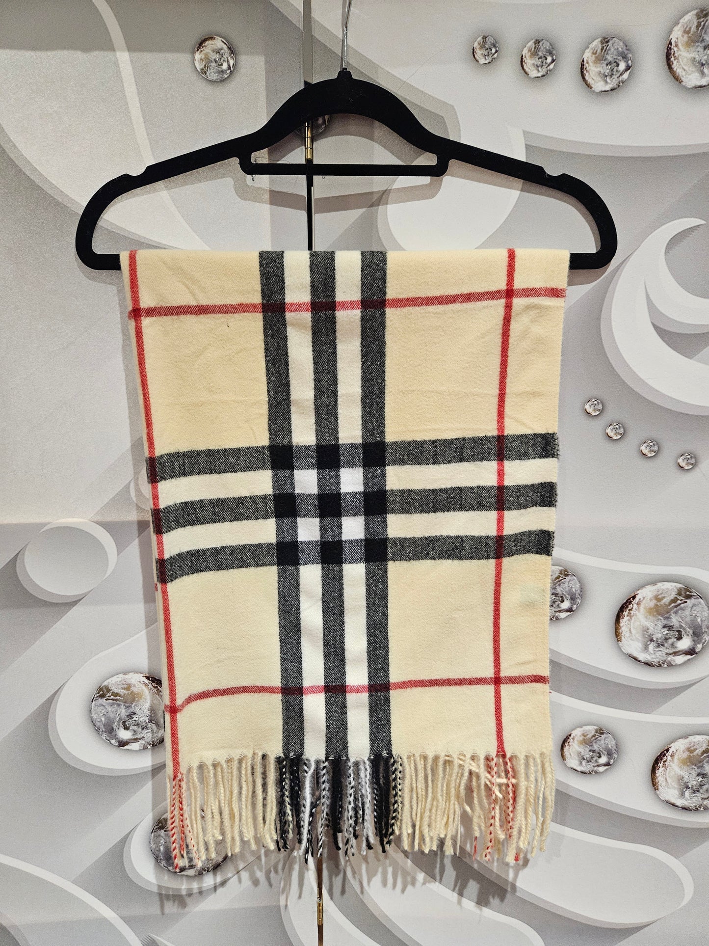 Large-Checked Print Scarf