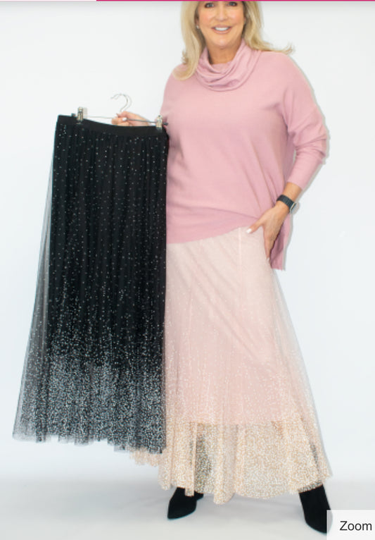 Mesh skirt with ombré spot design