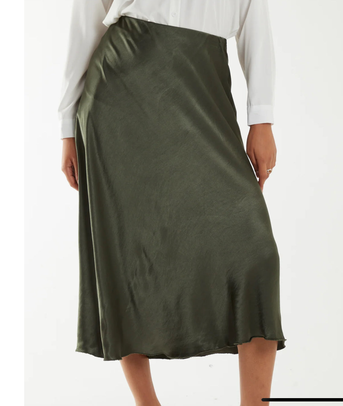 Waistband Satin Midi Skirt