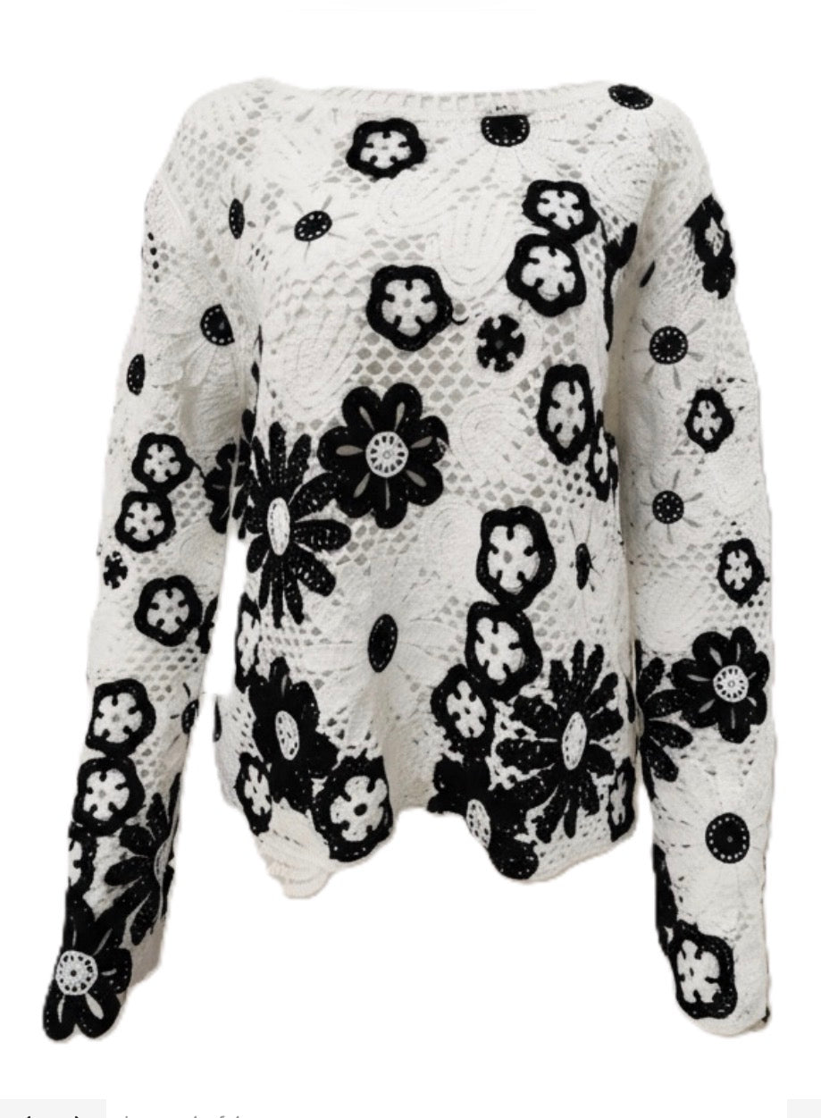 Malissa J Crochet Effect Flower Jumper - Mono