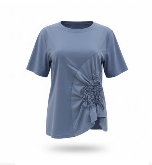 Malissa J Jersey Ruffle Top - Denim