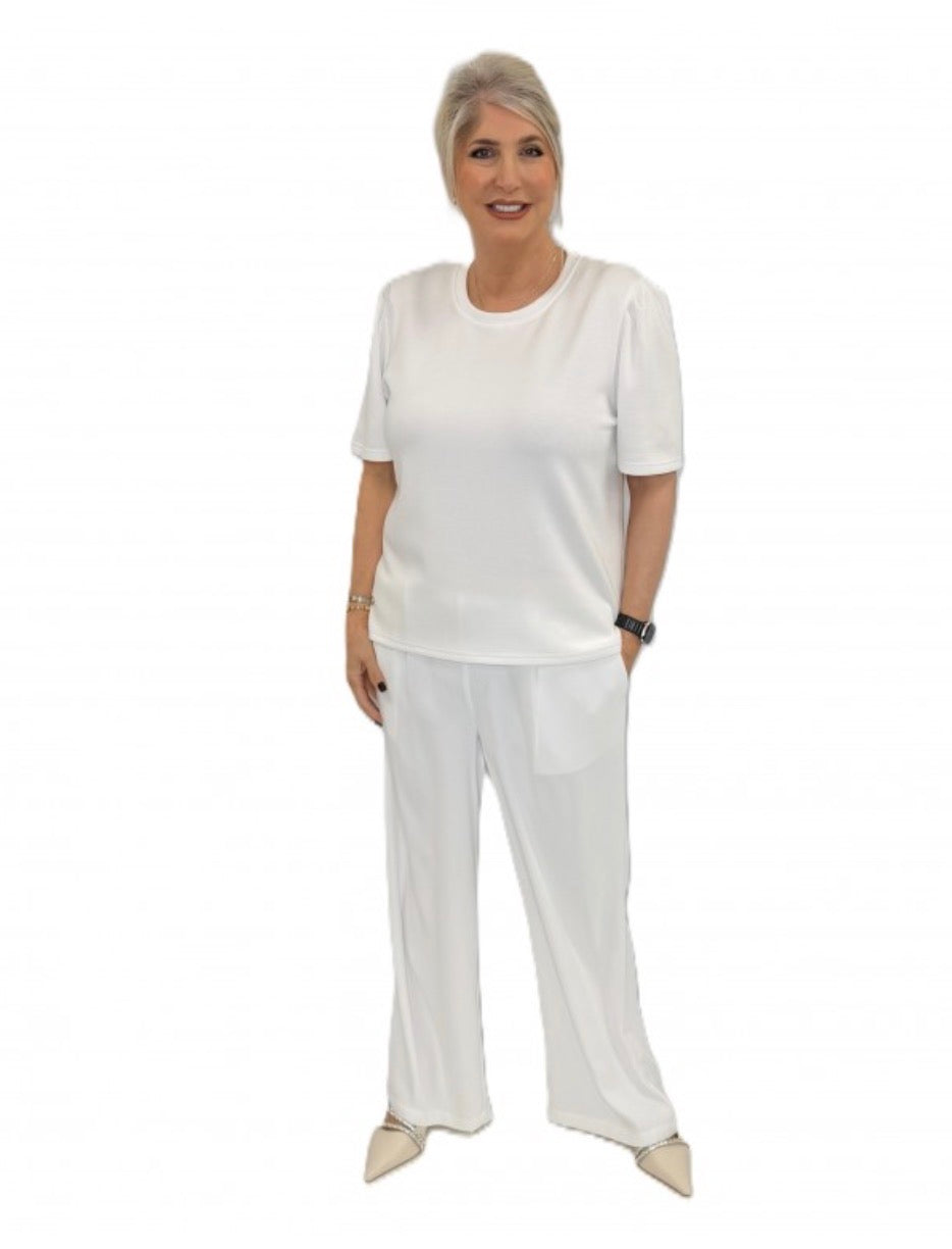 Malissa J Puff Sleeve Lux Tee- White