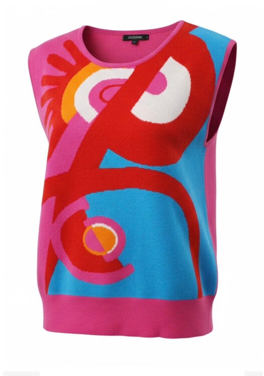 Malissa j Abstract Tank Knit - Aqua