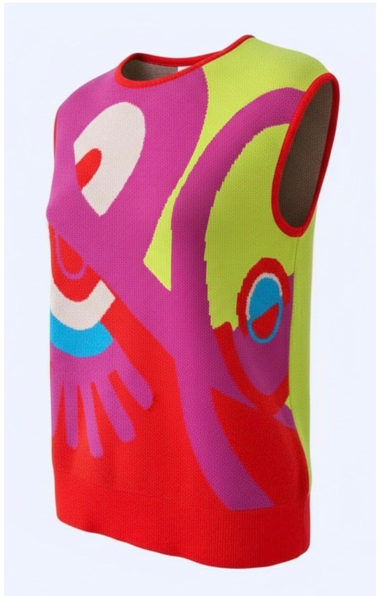 Malissa J Abstract Tank Knit - Lime