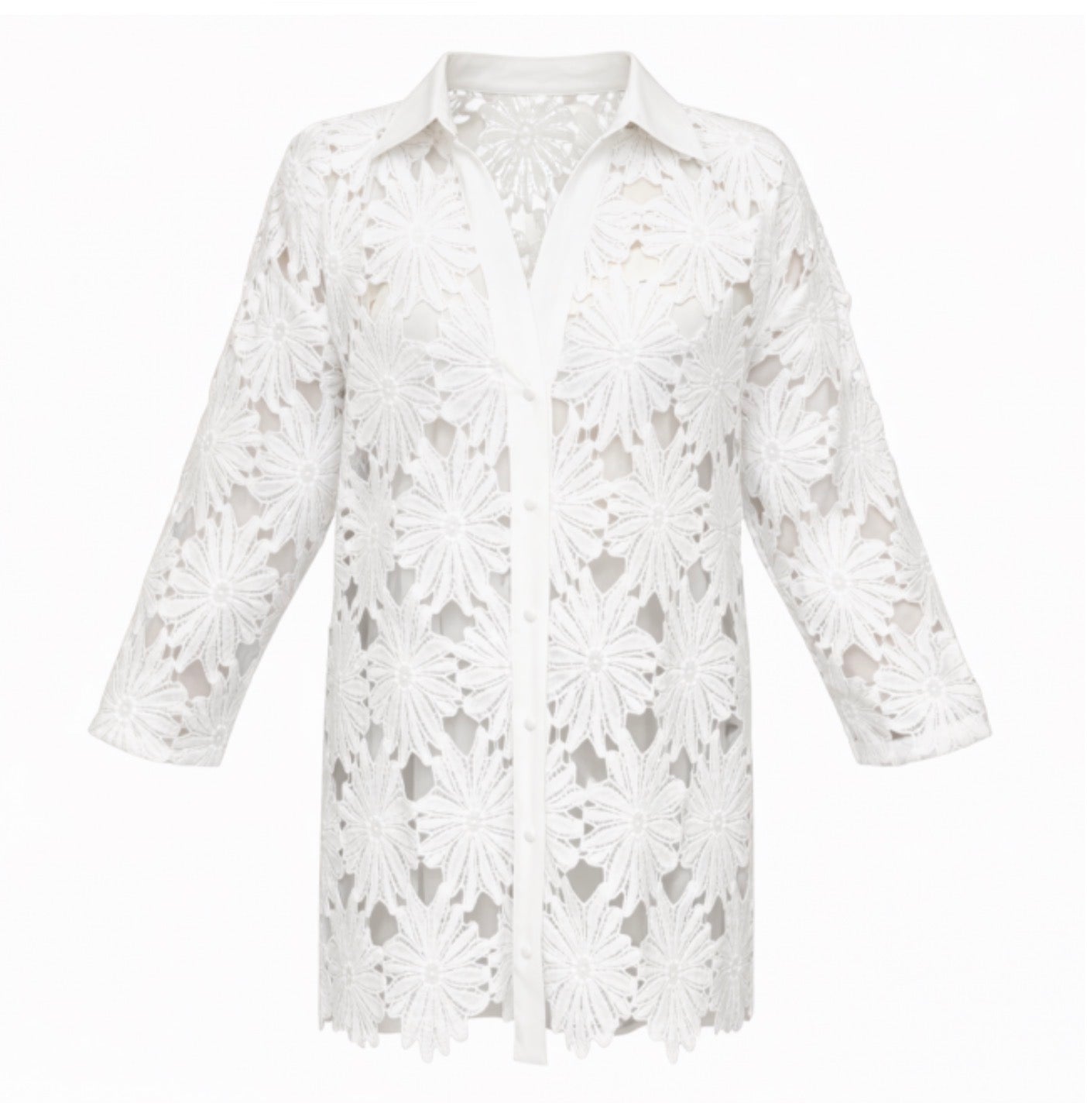 Malissa J Daisy Crochet Shirt - White