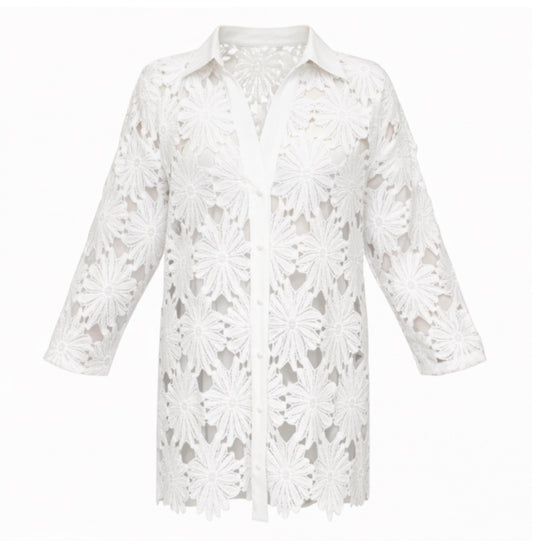 Malissa J Daisy Crochet Shirt - White