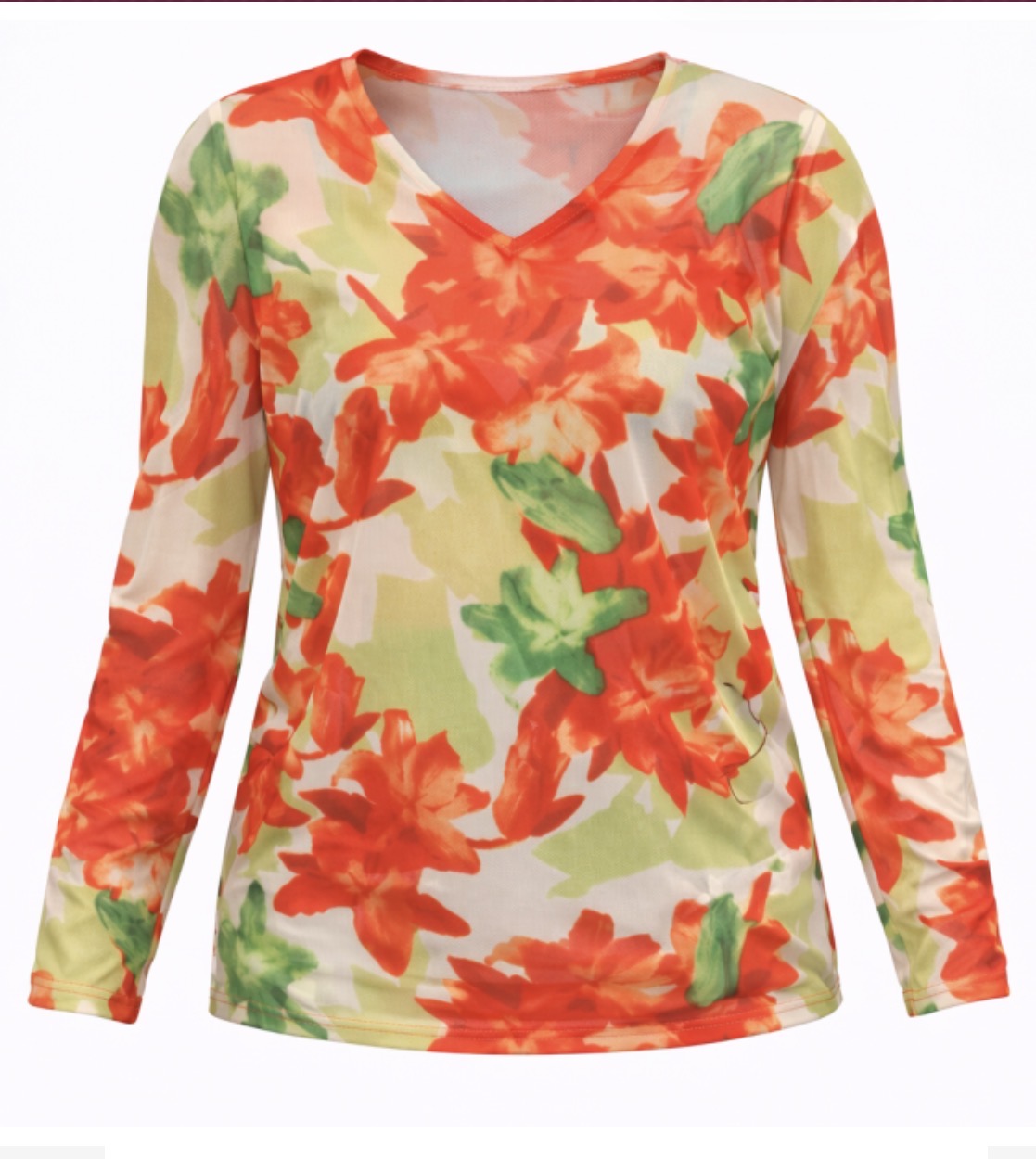 Malissa J Floral Print Mesh Top