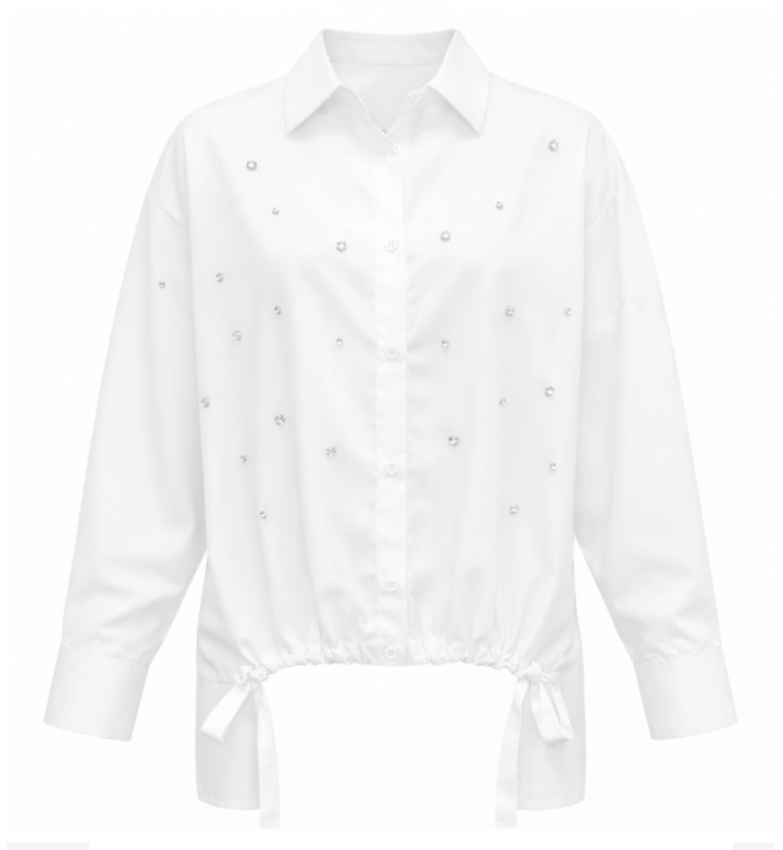 Malissa J Drawstring Hem Shirt - White