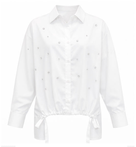 Malissa J Drawstring Hem Shirt - White