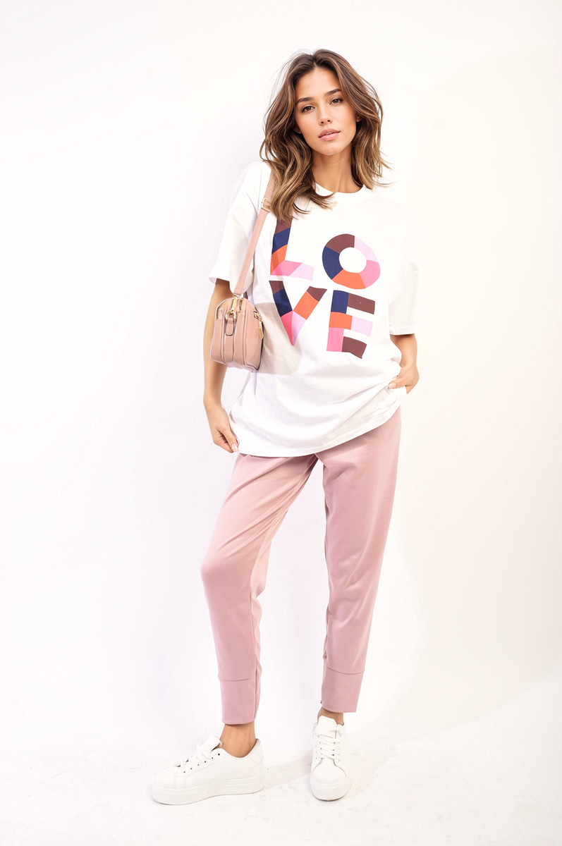 Oversized Love Slogan Print Top