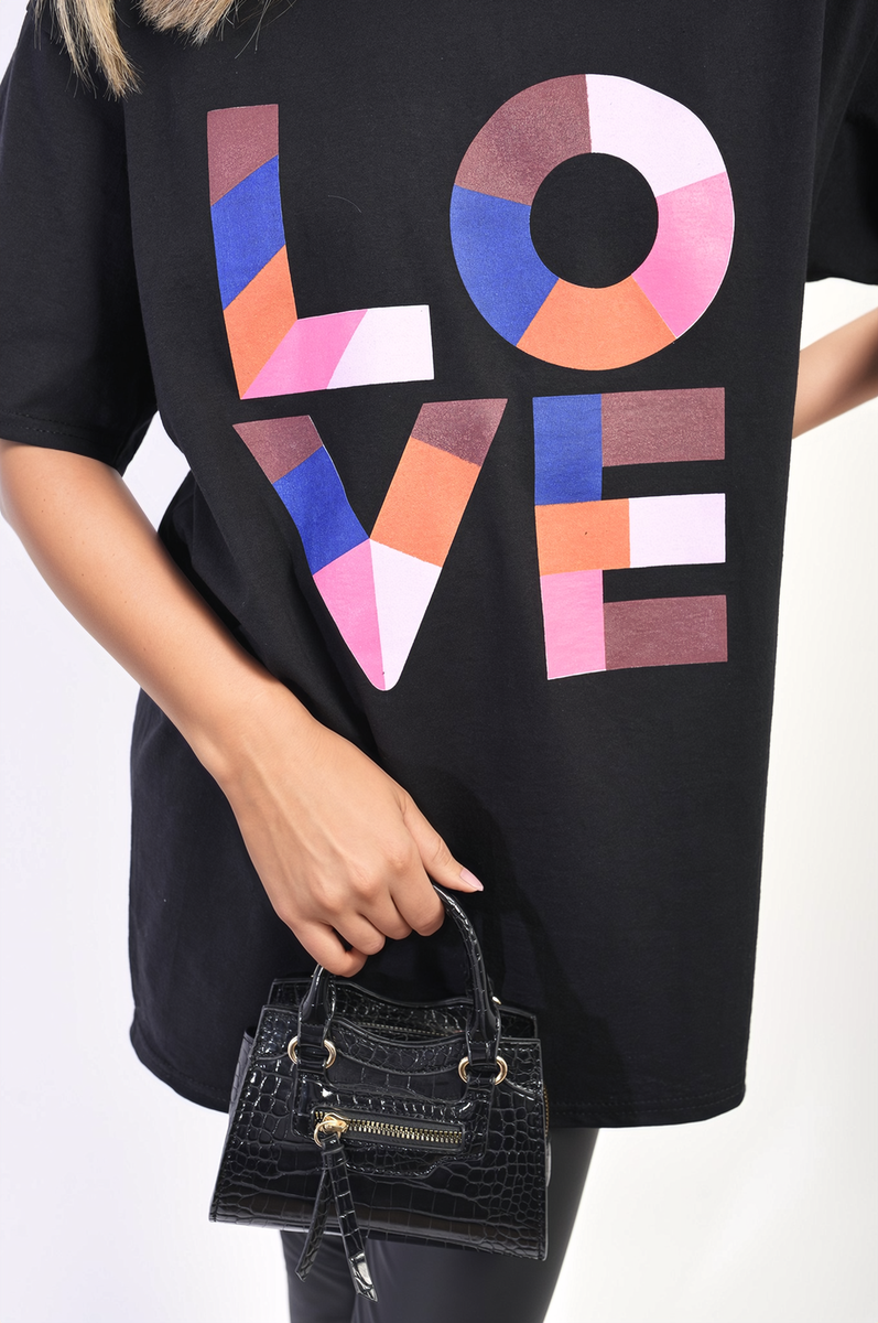 Oversized Love Slogan Print Top