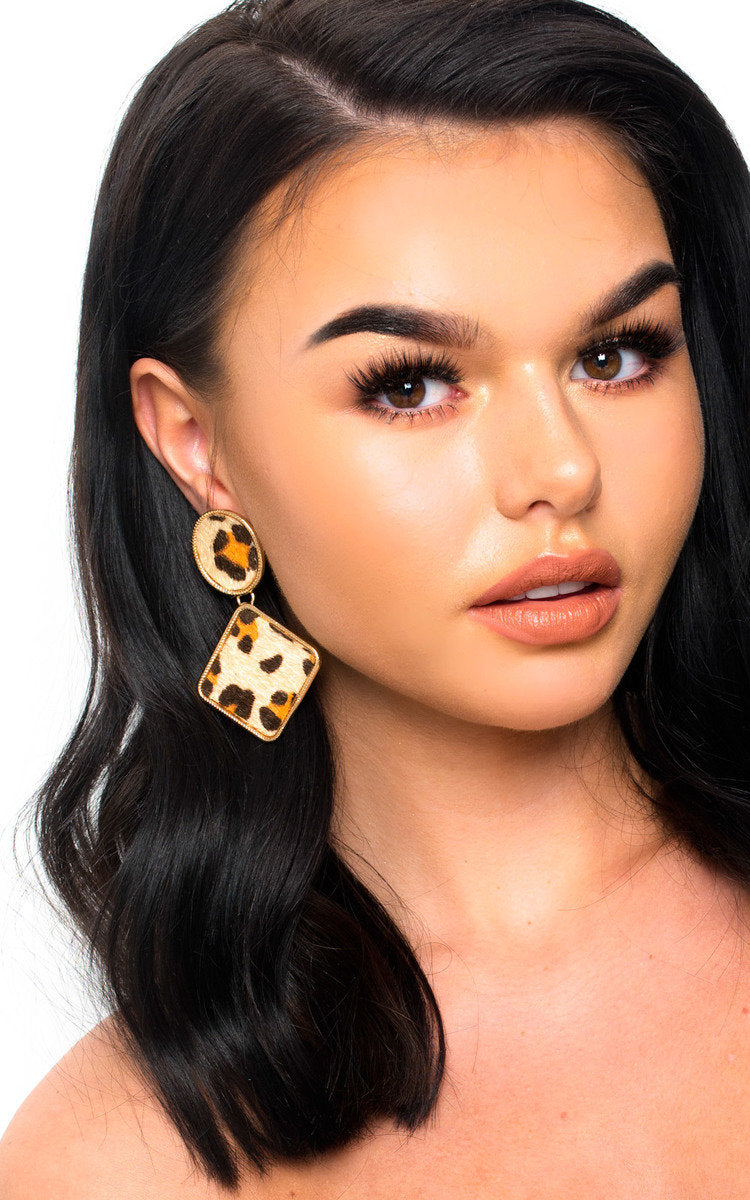 Leopard Print Drop Earrings