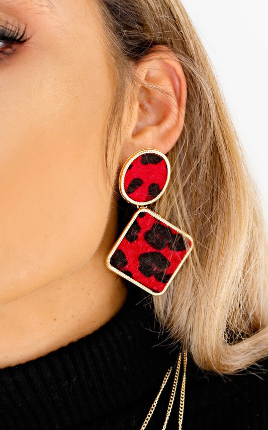 Leopard Print Drop Earrings